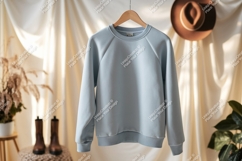 Light blue sweatshirt hanging mockup clothing garment Product Image 1