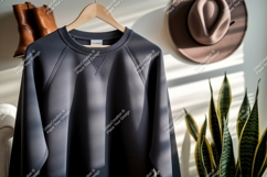 Dark grey sweatshirt hanging indoors raglan cotton Product Image 1
