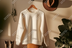 Creamy white sweater hanging indoors Product Image 1