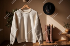 Cream sweatshirt with cowboy boots and hat clothing Product Image 1