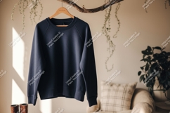 Dark blue crewneck sweatshirt hanging raglan Product Image 1
