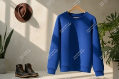 Royal blue crewneck sweatshirt mockup clothing Product Image 1