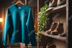 Teal sweatshirt hanging display clothing Product Image 1
