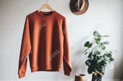 Orange sweatshirt hanging on hanger clothing garment Product Image 1