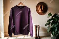 Purple sweatshirt hanging indoors clothing garment Product Image 1