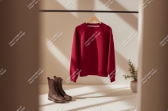 Crimson sweatshirt brown boots plant image Product Image 1