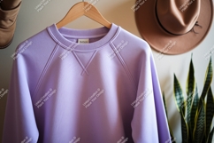 Lavender crewneck sweatshirt mockup raglan stitching Product Image 1