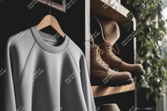 Gray sweatshirt and brown boots image Product Image 1