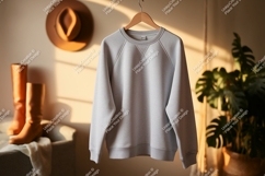 Light grey raglan sweatshirt mockup clothing Product Image 1