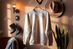 Creamy sweatshirt hanging indoors image Product Image 1