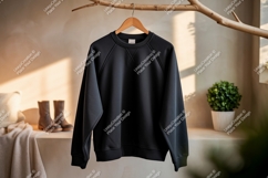 Dark gray sweatshirt hanging on branch clothing garment Product Image 1