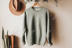 Sage green crewneck sweatshirt mockup apparel clothing Product Image 1
