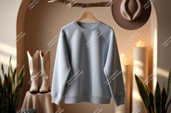 Light blue raglan sweatshirt mockup clothing Product Image 1