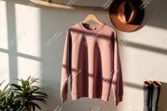 Rose pink raglan sweatshirt hanging clothing apparel Product Image 1