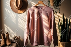 Pink sweatshirt hanging indoors garment clothing Product Image 1