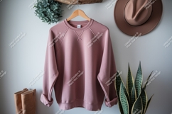 Dusty rose raglan sweatshirt mockup image Product Image 1