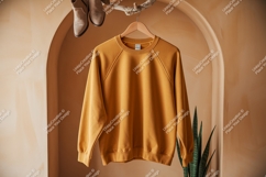 Mustard yellow raglan sweatshirt mockup Product Image 1
