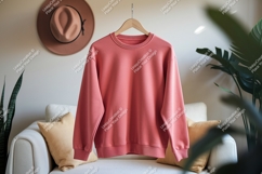Coral sweatshirt hanging on hanger clothing Product Image 1