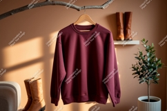 Maroon sweatshirt hanging on branch garment clothing Product Image 1