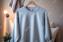 Light blue crewneck sweatshirt mockup clothing Product Image 1