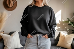 Black crewneck sweatshirt mockup apparel Product Image 1