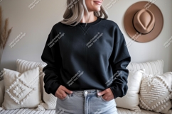 Black crewneck sweatshirt mockup apparel Product Image 1