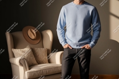 Light blue sweatshirt dark denim jeans image Product Image 1