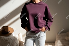 Plum sweatshirt light denim jeans image Product Image 1