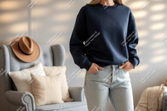 Navy sweatshirt light jeans mockup image Product Image 1