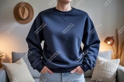 Dark blue crewneck sweatshirt mockup image Product Image 1