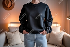 Black crewneck sweatshirt mockup casual Product Image 1