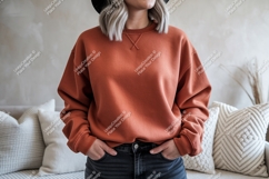 Terracotta sweatshirt on person clothing apparel Product Image 1