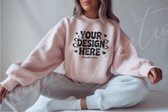 Pastel Pink Soft Fabric Sweatshirt Mockup Product Image 1