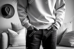 Man wearing casual clothing with hands in pockets sweatshirt Product Image 1