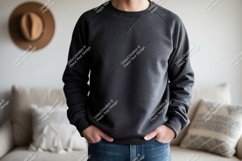 Dark grey crewneck sweatshirt mockup Product Image 1