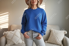 Blue sweatshirt grey jeans hat image Product Image 1