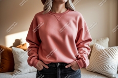 Coral sweatshirt casual comfort mockup Product Image 1