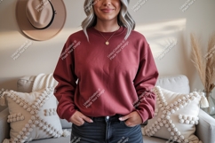 Maroon sweatshirt mockup apparel clothing Product Image 1