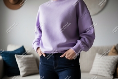 Lavender sweatshirt dark denim casual jeans Product Image 1