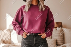 Magenta sweatshirt dark denim mockup image Product Image 1
