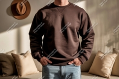 Brown sweatshirt casual wear mockup Product Image 1