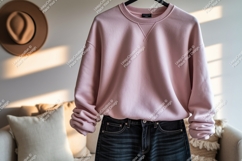 Pink sweatshirt denim jeans clothing Product Image 1
