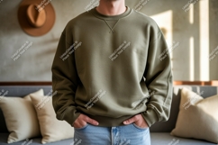 Olive green sweatshirt casual wear image Product Image 1