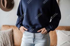 Dark blue sweatshirt light denim jeans image Product Image 1