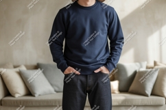 Navy sweatshirt dark denim casual image Product Image 1