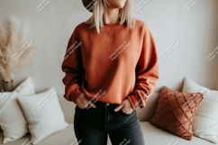 Orange sweatshirt black jeans hat mockup apparel Product Image 1