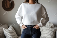 White Crewneck Sweatshirt Mockup apparel Product Image 1