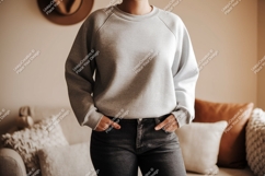Gray sweatshirt denim jeans mockup image Product Image 1