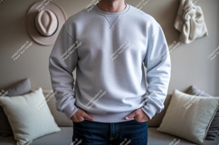 Light gray crewneck sweatshirt mockup apparel Product Image 1