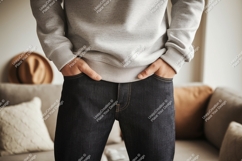 Grey sweatshirt dark denim jeans image Product Image 1